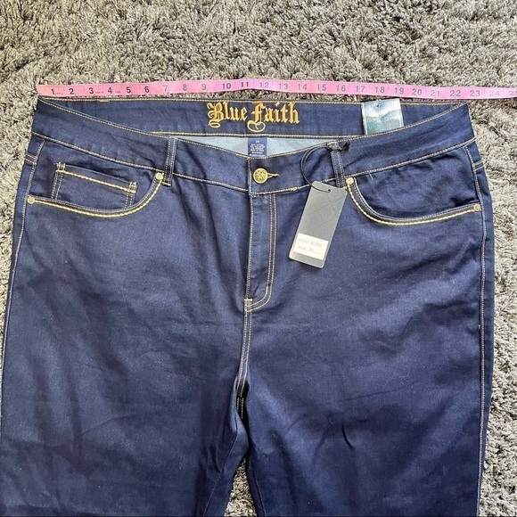 Blue Faith Dark Wash Indigo Stretch Jeans Plus Size 24 / 20W - Picture 6 of 10